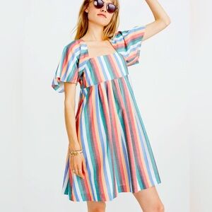Madewell Square-Neck Mini Dress in Festival Stripe Size S